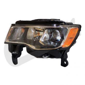 Crown Automotive, Crown Left Headlight Assembly for 2017+ Jeep WK Grand Cherokee w/ Halogen Bulbs - 68289235AD